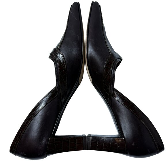 Brighton Brown Leather Heels • Croc-Embossed • Size 10M • EUC - Picture 5 of 9